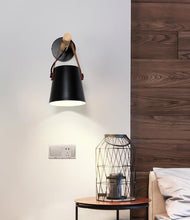 Load image into Gallery viewer, Wooden nordic hanging wall lamp in black
