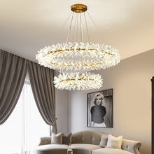 Load image into Gallery viewer, Modern Brass Chandelier with Glass Crystals
