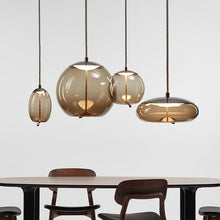 Load image into Gallery viewer, Amber glass nordic pendant lights
