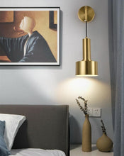 Load image into Gallery viewer, Polished Gold hanging wall sconce
