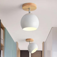 Load image into Gallery viewer, White Macaroon Ceiling Light with Wood Base
