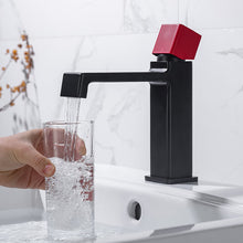 Load image into Gallery viewer, modern single handle black and red faucet
