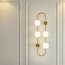 Load image into Gallery viewer, Frosted Glass Brass Frame Modern Wall Light
