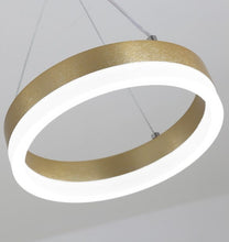Load image into Gallery viewer, Close Up of Brushed Gold LED Hanging Ring Light

