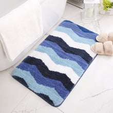 Load image into Gallery viewer, Classic Microfiber Zigzag Bath Mat in Wavy Blue
