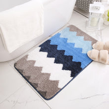 Load image into Gallery viewer, Classic Microfiber Zigzag Bath Mat in Deep Blue
