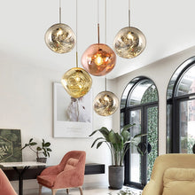 Load image into Gallery viewer, modern warped glass pendant lights for living room
