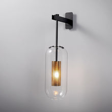 Load image into Gallery viewer, Matte Black Modern Hanging Wall Sconce
