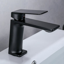 Load image into Gallery viewer, Matte black single handle contemporary bathroom faucet
