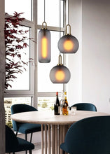 Load image into Gallery viewer, Soft Gray frosted Glass hanging Pendant Lights. Modern style available in globe or oblong shape
