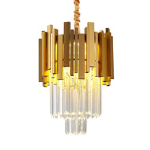 Load image into Gallery viewer, modern gold glass crystal pendant light
