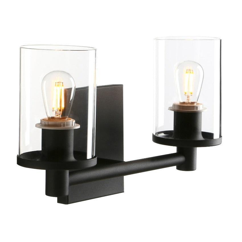 Black Vintage Industrial Two-Bulb Wall Sconce