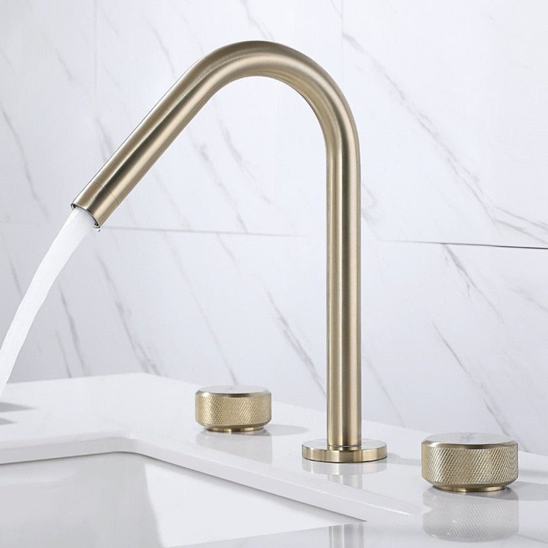 Gold Modern Double Handle Basin Faucet