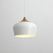 Load image into Gallery viewer, White Scandinavian Design Metal and Wood Hanging Pendant Light
