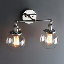 Load image into Gallery viewer, Vintage Chrome Farmhouse Wall Lamps
