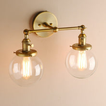 Load image into Gallery viewer, Brass Vintage Two-Bulb Wall Sconce
