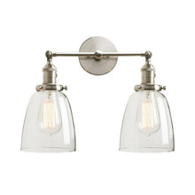 Load image into Gallery viewer, Brushed Nickel Vintage Two-Bulb Wall Sconce
