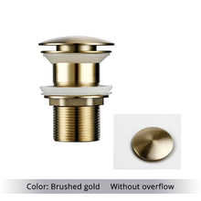 Load image into Gallery viewer, Brushed Gold Polished Brass Bathroom Sink Drains without overflow
