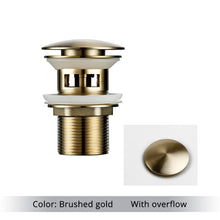 Load image into Gallery viewer, Brushed Gold Polished Brass Bathroom Sink Drains with overflow

