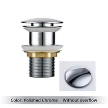 Load image into Gallery viewer, Polished Chrome Polished Brass Bathroom Sink Drains without overflow
