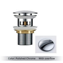 Load image into Gallery viewer, Polished Chrome Polished Brass Bathroom Sink Drains with overflow
