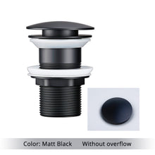 Load image into Gallery viewer, Matte Black Polished Brass Bathroom Sink Drains without overflow
