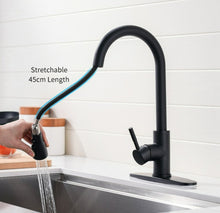 Load image into Gallery viewer, Matte Black Modern Touchless retractable kitchen faucet
