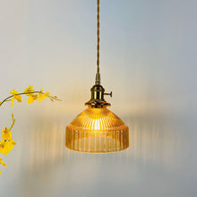 Load image into Gallery viewer, Amber vintage glass pendant light
