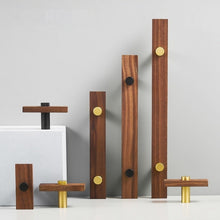 Load image into Gallery viewer, Walnut and Brass Modern Cabinet and Drawer Handles 
