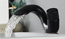 Load image into Gallery viewer, black modern curved basin faucet
