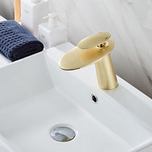 Load image into Gallery viewer, Gold single handle modern waterfall faucet
