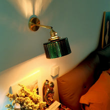 Load image into Gallery viewer, green glass wall sconce
