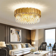 Load image into Gallery viewer, Large round glass crystal chandelier for living room
