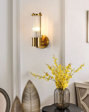 Load image into Gallery viewer, Polished Brass Glass Crystal Wall Light
