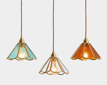 Load image into Gallery viewer, Copper Vintage Stained Glass Pendant Lights
