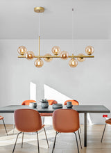 Load image into Gallery viewer, Amber Glass Gold Chandelier
