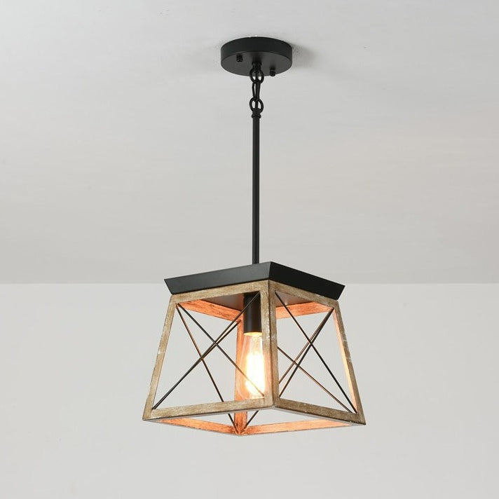 Rustic Wood Pendant Lantern
