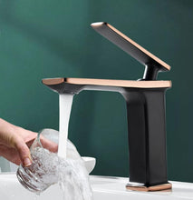 Load image into Gallery viewer, Black and rose gold modern bathroom faucet
