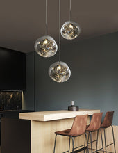 Load image into Gallery viewer, Smokey gray warped glass pendant lights
