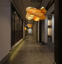 Load image into Gallery viewer, Modern Japanese Shaved Wood Pendant Light
