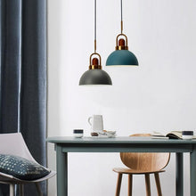 Load image into Gallery viewer, Brass and wood modern pendant lights
