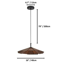 Load image into Gallery viewer, Modern Wood Pendant Light Dimensions
