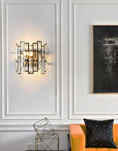 Load image into Gallery viewer, Black luxury glass wall sconce
