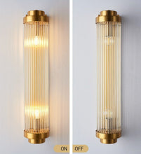 Load image into Gallery viewer, Polished brass fluted glass wall light
