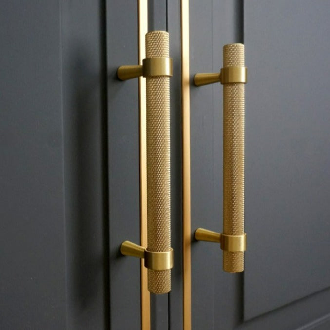 Modern Textured Brass Cabinet and Drawer Handles