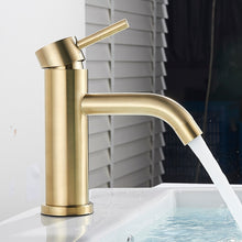 Load image into Gallery viewer, Single Handle Modern Brushed Gold Bathroom Faucet
