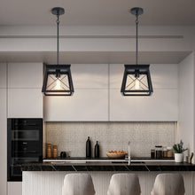 Load image into Gallery viewer, Full metal farmhouse pendant light in black
