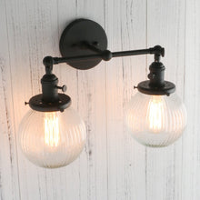 Load image into Gallery viewer, Textured Glass Globe Wall Sconce in Black
