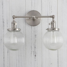 Load image into Gallery viewer, Textured Glass Two-Bulb Wall Sconce
