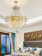 Load image into Gallery viewer, Multi-tier luxury glass crystal chandelier
